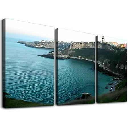 SHANXI Small Bay in Sile Canvas Wall Art Decor Pictures for Bedroom Wall Decor Above Bed Living Room Wall Decoration Bathroom Office Artwork 12"x16"x3pcs