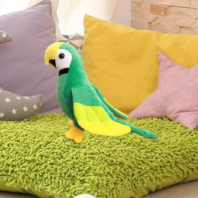 Figura de loro de peluche de dibujos animados, animal de peluche de pájaro decorativo abrazable realista para decoración del hogar con tema de regalo , Verde