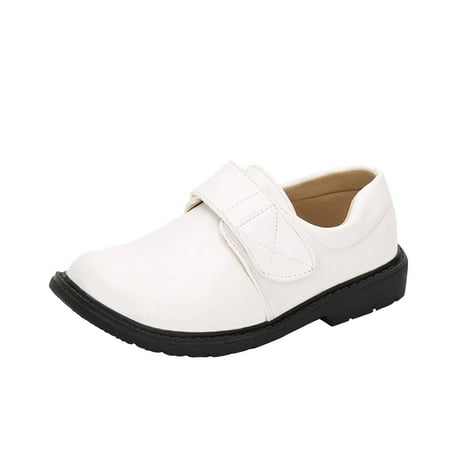 ZACPNCV Boy Kid Dress Shoe Lace Up Loafer Slip On Tuxedo Shoes for Prom Uniform Wedding Formal Events White 11-12 Years