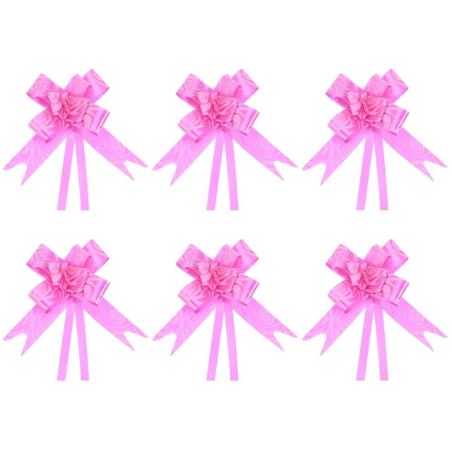 Unique Bargains 8 Inch Pull Bows Ribbon Gift Wrapping String Rose Pattern Decorative Bow Tie Rose Red 100 Pack