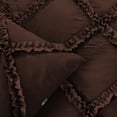 thumbnail image 3 of SGI Bedding 3 Piece Cotton Diamond Ruffle Duvet Cover Chocolate Solid 600TC Oversized King, 3 of 8