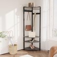 thumbnail image 1 of Cherish Corner Coat Rack with Shoe Bench Entryway and 6 Double Hooks, Corner Hall Tree - Corner Clothes Rack with Storage Corner Tree with Organizer Shoe Bench Shelf for Entryway, Hallway, Closet, 1 of 5