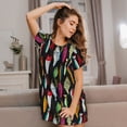 thumbnail image 3 of Gukieu Colorful Fishing Lures Print Women's Nightgown, A-line Round Neck Short-sleeved Nightgown Pajamas Home Wear Suitable for Home and Outing, 3 of 6