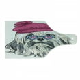 thumbnail image 1 of Indie Cutting Board, Lion Bichon Lowchen Breed Dog with Heart Shaped Glasses and French Hat Print, Decorative Tempered Glass Cutting and Serving Board, Wine Bottle Shape, Grey Pink Blue, by Ambesonne, 1 of 1