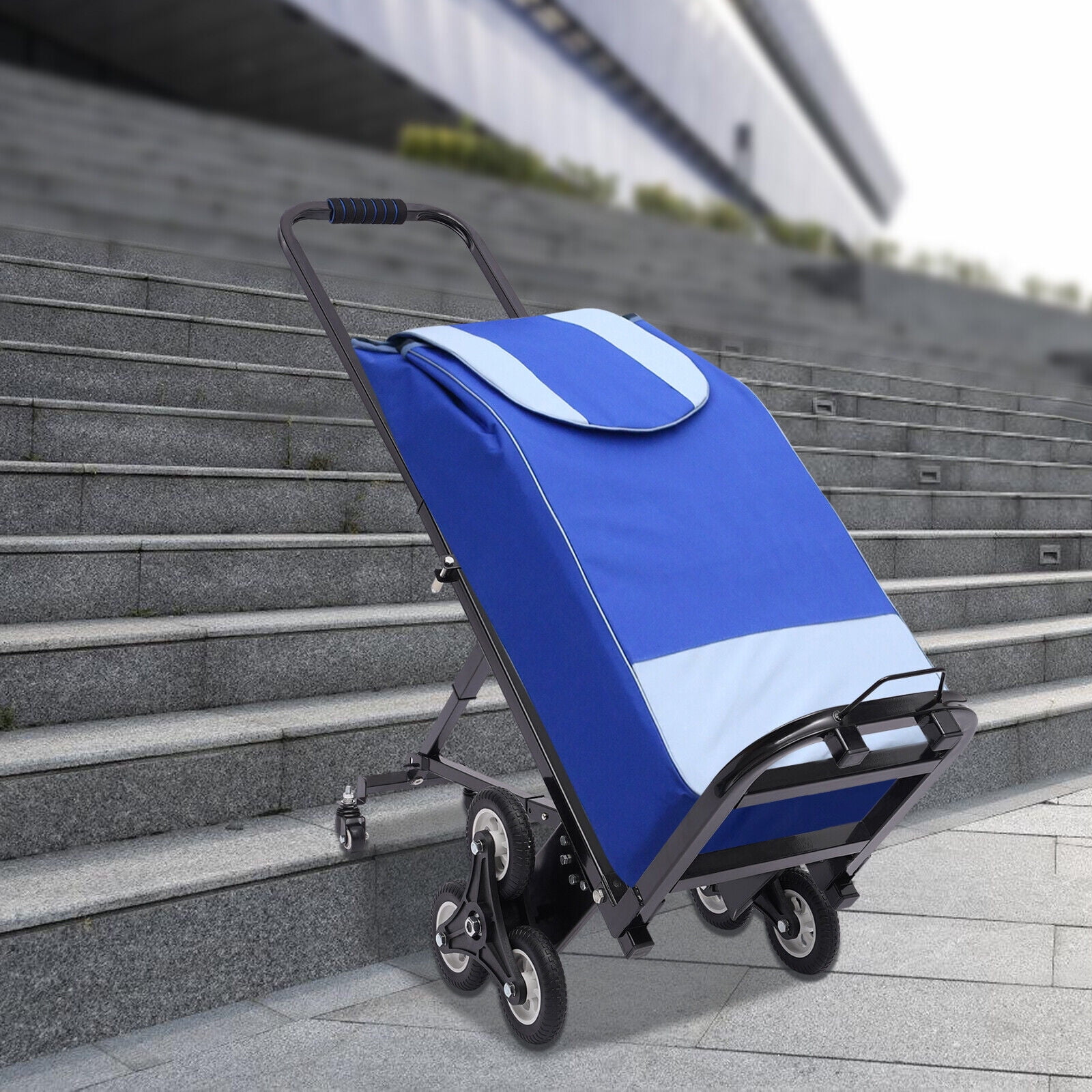 Miumaeov Stair Climbing Cart 330lbs Capacity Portable Folding Trolley with 6+2 Wheel All Terrain Heavy Duty Stair Climber Hand Truck with Adjustable Handle