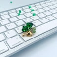 thumbnail image 6 of Four Leaf Clover Necklace - Green St.Patrick's Day Earrings - Irish Jewelry (Gold Brooch & Necklace), 6 of 9