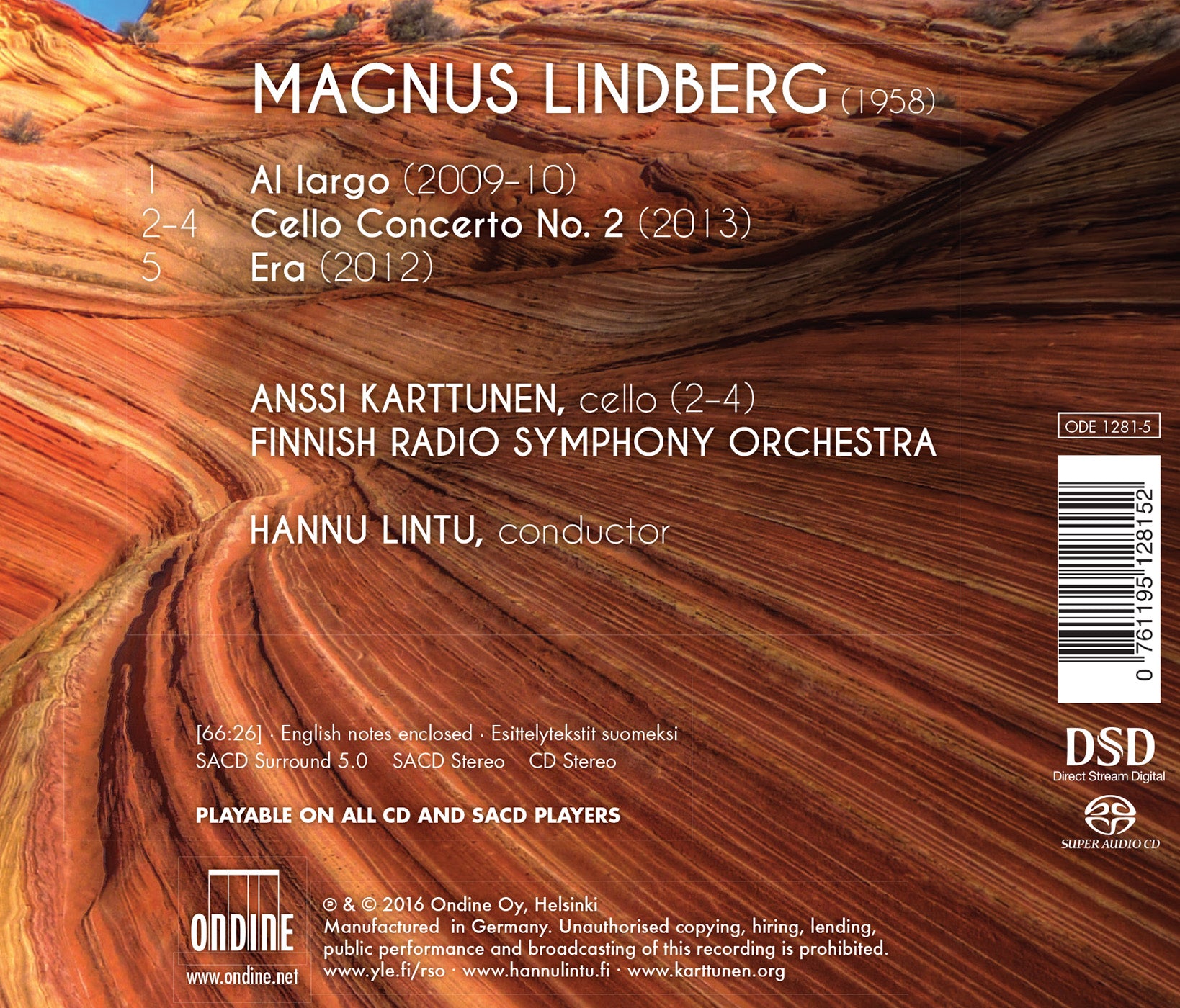 Lindberg / Karttunen / Lintu - Al Largo - Cello Concerto No. 2 - Era - Music & Performance - SACD
