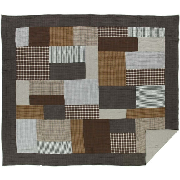 Rustic Quilt Rory Patchwork Brown Creme Country Bedroom Decor TCC Brands