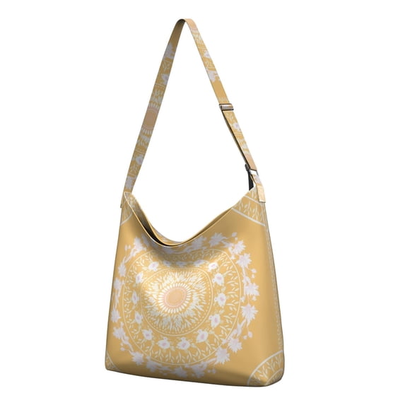 Sac Bandoulière en Toile Tribale – Sac Fourre-Tout Ethnique Rustique avec Design Géométrique et Abstrait, Écologique et Réutilisable
