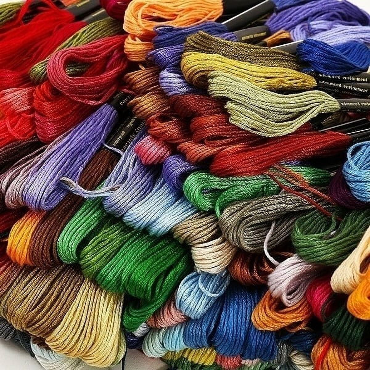 Dznils 447PCS Cotton Cross Floss Stitch Thread Embroidery Sewing Skeins Multi Colors Premium Rainbow Color Bracelet Yarn Craft Set