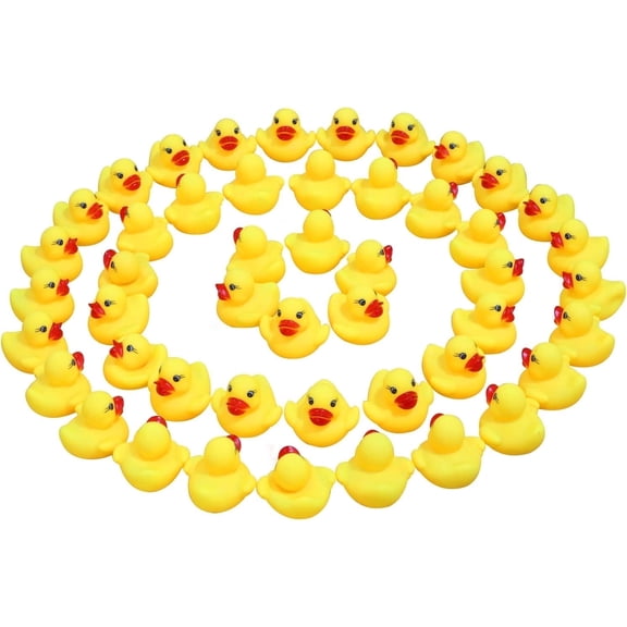 Novelty Place 48Pcs Plastic Duck Float Ducky Baby Bath Shower Toy, Yellow Mini Bath Duckies - Birthday Gift Party Favor Bathtub Decoration