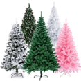 thumbnail image 2 of Árbol de Navidad artificial de pino de 4/5/6/7 pies, árbol de Navidad, decoración navideña para año nuevo con soporte de metal resistente, árbol de Navidad blanco y rosa, 2 of 5