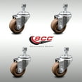 thumbnail image 2 of 3 Inch SS High Temp Glass Filled Nylon Swivel 12mm Threaded Stem Caster Set, 2 of 2