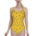 thumbnail image 1 of Hybees Hycomb Bee Apiary Pattern One Piece Swimsuit Black Mesh Swimwear Sexy Classic Backless Bodysuit Hybees, 1 of 5