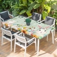 thumbnail image 2 of Easter Table Cloths for 3 Foot Rectangle Tables, Spring Watercolor Bunny Eggs Tulip Wooden Grain Teal Patio Waterproof Elastic Fitted Tablecloths, Washable Rectangular Table Cover for Camping, 2 of 8