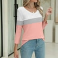 thumbnail image 4 of Texiao Women's V Neck 3/4 Sleeve Tops Color Block/Solid Shirts Basic Summer Tees, 4 of 7