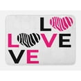 thumbnail image 1 of Pink Zebra Bath Mat, I Love You Calligraphy Zebra Stripes Hearts Valentines Illustration, Non-Slip Plush Mat Bathroom Kitchen Laundry Room Decor, 29.5 X 17.5 Inches, Pink Black and White, Ambesonne, 1 of 2