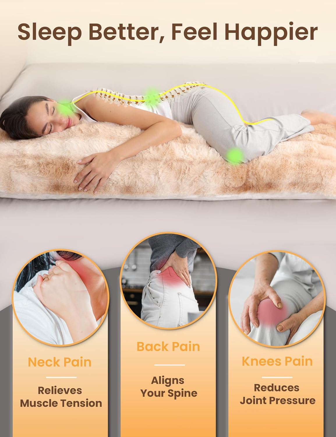 ANHXN Fluffy Bubble Body Pillow –Plush Body Pillow for Sleeping & Lounging, Dual-Sided Soft Cover with Adjustable Memory Foam Filling,
