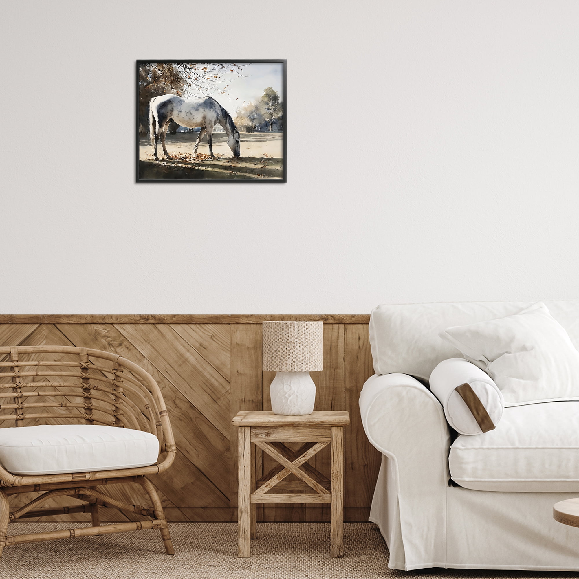 Stupell Industries Grey & White Mare Grazing Black Framed Giclee Art, design by Franklyn Gregory
