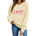 thumbnail image 5 of Valentine's Day Sweatshirt Women Oversized Love Graphic Crewneck Cute Romantic Casual Shirt Beige,Size L, 5 of 6