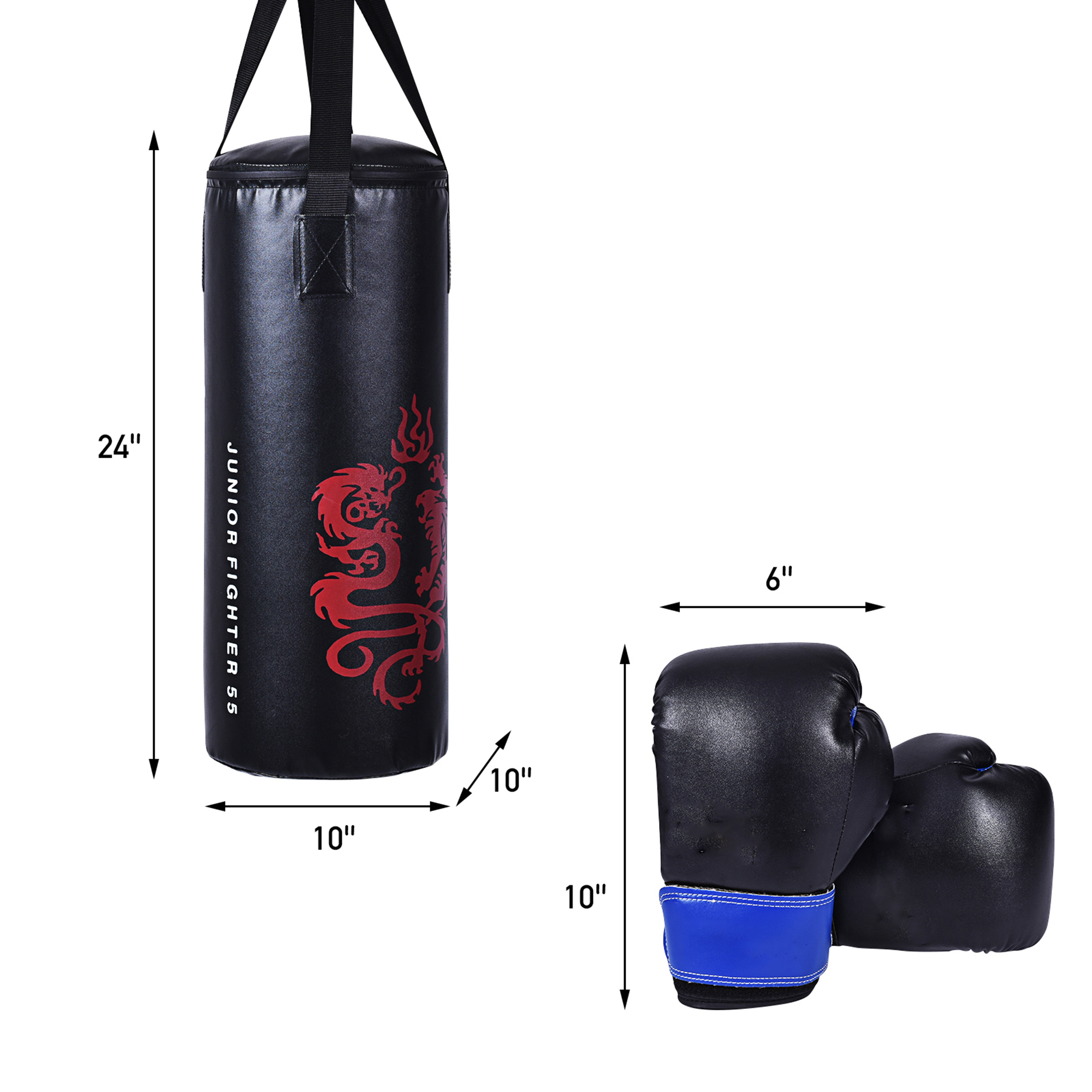 Gymax Kid's Boxing Suit Exercise Boxing Set w/ Sandbag Gloves Hook & Jump Rope