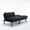 Black, variant on Triple Tree Velvet Adjustable Armrests Convertible Sofa, Navy Blue