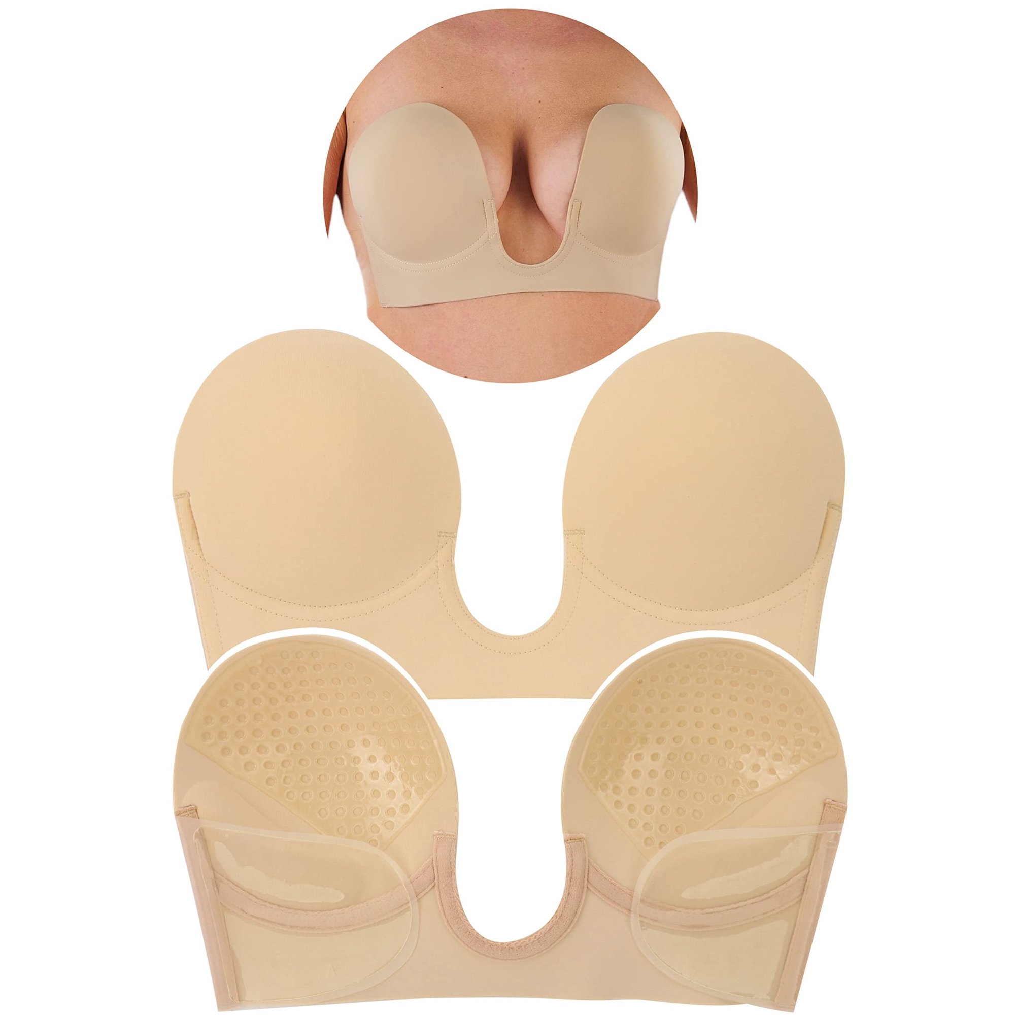 ToBeinStyle Women's Backless Strapless Self Adhesive V-Bra - Beige - B