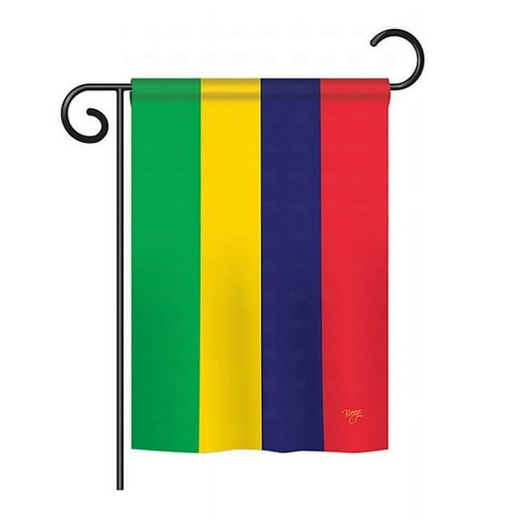 Breeze Decor BD-CY-GS-108315-IP-BO-D-US15-BD 13 x 18.5 in. Mauritius Flags of the World Nationality Impressions Decorative Vertical Double Sided Garden Flag Set with Banner Pole