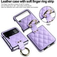thumbnail image 2 of Case for Samsung Galaxy Z Flip 3 with Ring, Luxury Soft Rhomboid for Women Men PU Leather + Hard PC Shell Ultra Thin Slim Durable Shockproof Protective Cover for Galaxy Z Flip 3 5G Purple, 2 of 14
