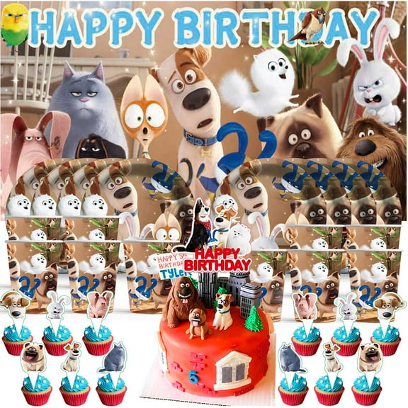 Secret of Pets Birthday Cups Party Supplies Decor Backdrop Paper Plates Fans Decorations Banner