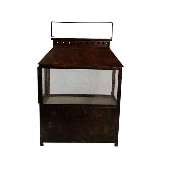 BIDK Home Patina-Style Iron Lantern - 24.75" - Brown