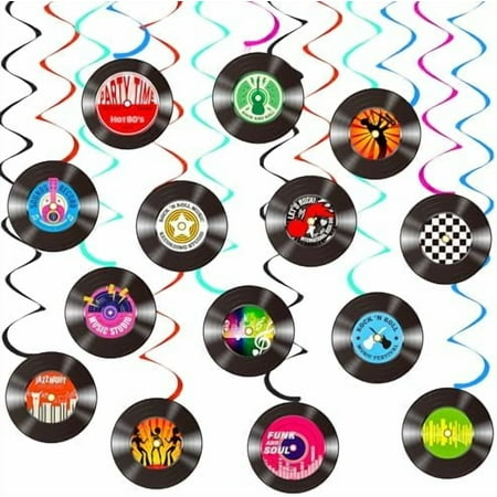 Party Hanging Swirls Decorations Retro Vinyl Record Cutout Ceiling Swirl Streamers for 50s 70s 90s Theme Birthday Decorations Rock Music Dj Party Supplies$$Electronics Accessories