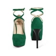 thumbnail image 2 of BLISSFUL STEP cross lace up Stiletto Heels platform pumps for Women Green 9, 2 of 7