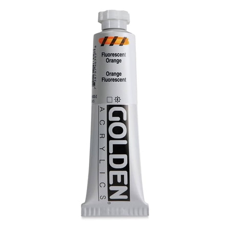 GOLDEN Heavy Body Acrylics, Fluorescent Orange, 2 fl. oz. Tube, Professional Acrylic Paint, Transparent