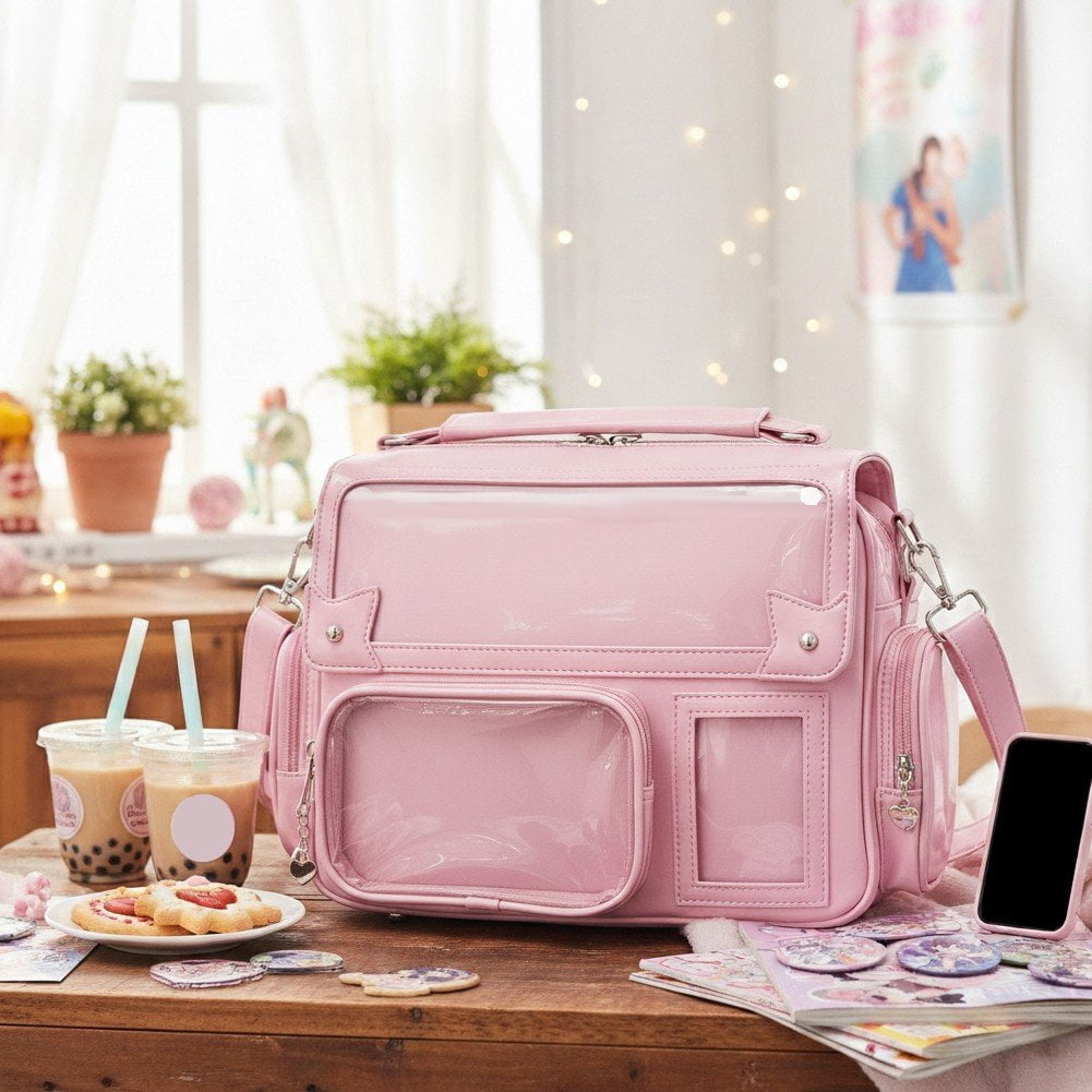 Vjnyvs Japanese Backpack Kawaii Ita Bag Y2K Harajuku Shoulder Crossbody Bag Leather Bag Anime Handle Rucksack Bag for Woman