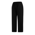 thumbnail image 5 of SDNall Wide Leg Capris for Women Casual Solid Cotton Linen Drawstring Elastic Waist Wide Leg Pants Cropped Trousers Cotton and Linen Capris Pants (Black, Sizes S-XXXL), 5 of 9