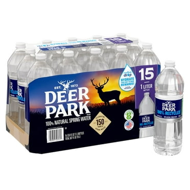 DEER PARK Brand 100% Natural Spring Water, 1-Liter Plastic Bottles (Pack of 15)