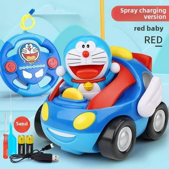 Doraemon Wireless Remote Control Car for Kids 4-6 Years: Spray Red 1:18 Scale Rechargeable Electric Toy with Hand-Controlled Racing, Cognitive Skill Development & Interactive Play – Durable Quality