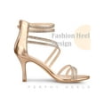 thumbnail image 3 of BLISSFUL STEP Ankle Strap Glitter Rhines Stiletto Heels Sandals for Women Rose Gold 6, 3 of 5