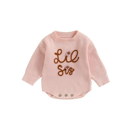 

Big Sister Little Sister Matching Outfits Baby Girl Chunky Knit Sweater Romper Fall Winter Warm Knitted Sweatshirt Bodysuit