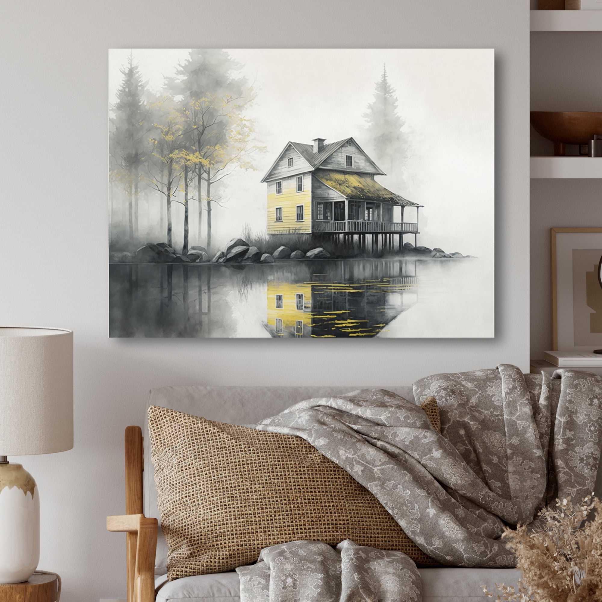 Designart Cottage By The Lake III Canvas Wall Art
