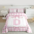 thumbnail image 2 of jejeloiu Bowknot Monogrammed D Twin Comforter Sets,Modern Geometric Plaid Bedding Set For Girls Teens Reversible 2 Pieces, 2 of 8