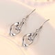thumbnail image 3 of Pendientes colgantes de moda con forma de hoja retorcida de cristal Shiqi plateado para mujer, 3 of 5