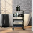 thumbnail image 4 of Black 4-Tier Mesh Wire Rolling Utility Cart with 2 Lockable Wheels, Multi-Purpose Storage Trolley for Home, Kitchen and Office, 4 of 7
