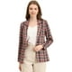 thumbnail image 1 of INSPIRE CHIC Blazers para mujer Chaqueta tipo blazer a cuadros con solapa con muesca Boyfriend Marrón carmesí XS, 1 of 6