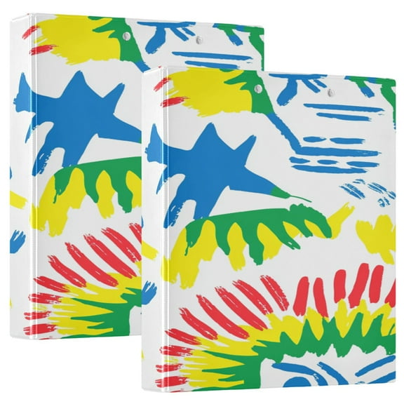 Colorful Minions 12.4x10.6in PVC Round Ring Binder, D-Ring 3-Hole, Metal Clip, 200 Sheets