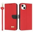 thumbnail image 2 of Compatible with iPhone 14 Plus Crossbody Wallet Case,RFID Blocking Card Holder Slots Soft PU Leather+Inner TPU Magnetic Closure Shoulder Strap& Wrist Strap Bow Design Phone Case,Red, 2 of 12
