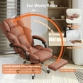 thumbnail image 4 of WXJHL Executive Office Chair PU Leather Comfortable Computer Gaming Chairs with Foot Rest Adjustable Height Desk Chair High Back Reclining Office Chair with Wheels（Brown）, 4 of 6