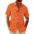 thumbnail image 2 of Fnnxeal Men Button Down Shirt Collared Hawaiian Beach Short Sleeve Casual Summer Orange Shirts for Men Size M, 2 of 6