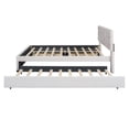 thumbnail image 6 of Bellemave Queen Size Bed with Trundle and 2 Storage Drawers, Upholstered Platform Beds with Brick Pattern Headboard, Linen Fabric, No Box Spring Needed（Beige), 6 of 8